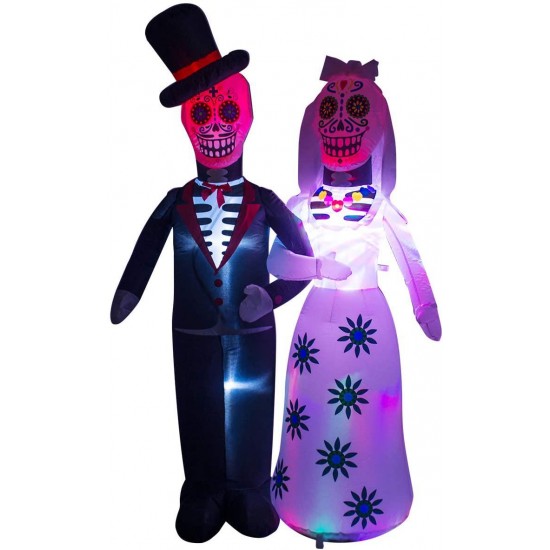 Day of The Dead Couple Halloween Inflatable LED Lights Decor Outdoor Holiday