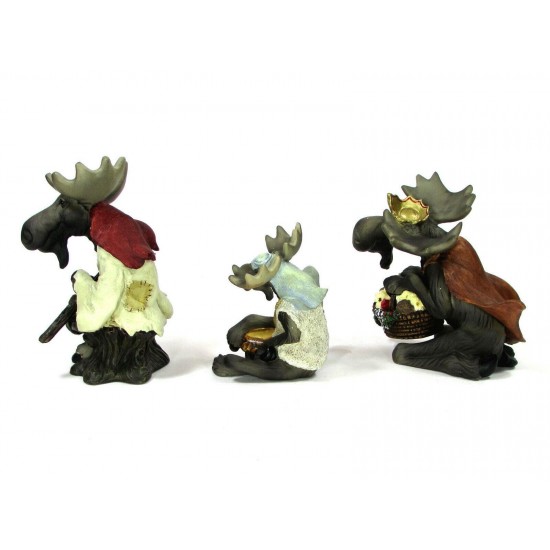 Big Sky Carvers MOOSETIVITY II Figurine Set 3Pc Nativity Shepherd Drummer King