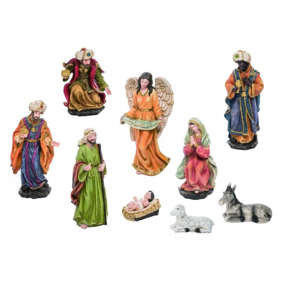 Transpac Gloria Natural 8 X 5 Resin Stone Christmas Nativity Figurines Set of 10