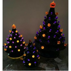 NEW 13” 8” 6” Ceramic Haunted Black Halloween Tree Pumpkin Lighted Spooky Sounds