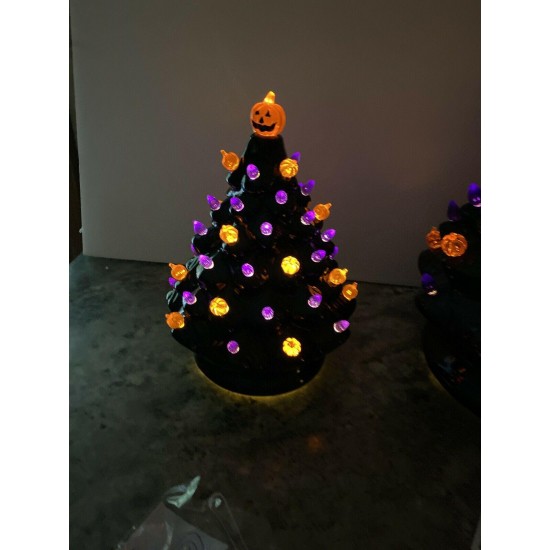 NEW 13” 8” 6” Ceramic Haunted Black Halloween Tree Pumpkin Lighted Spooky Sounds