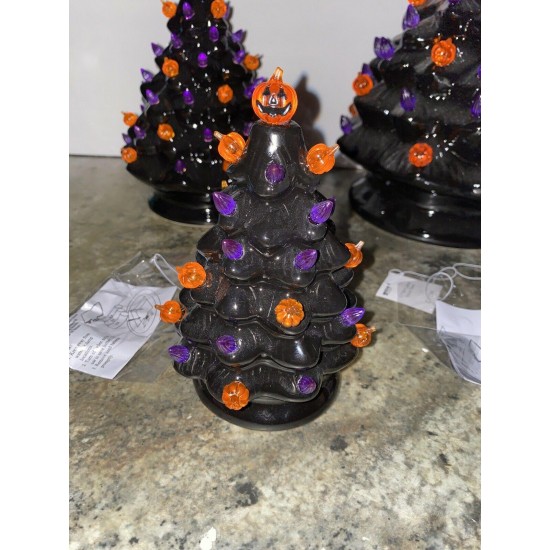 NEW 13” 8” 6” Ceramic Haunted Black Halloween Tree Pumpkin Lighted Spooky Sounds