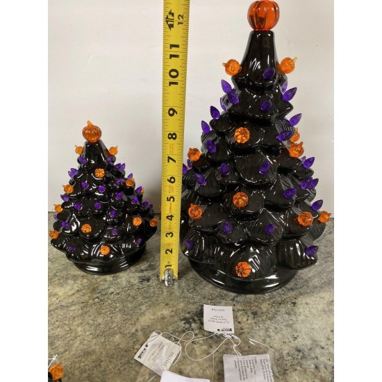 NEW 13” 8” 6” Ceramic Haunted Black Halloween Tree Pumpkin Lighted Spooky Sounds