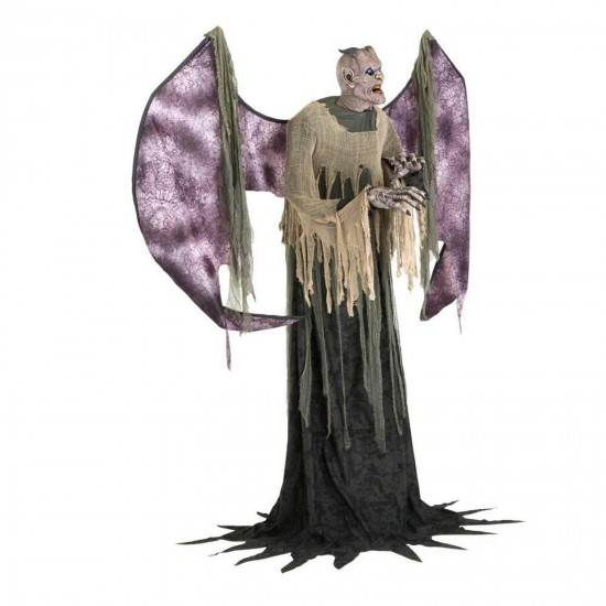 Home Accents Holiday Halloween Yard Decor Winged Demon 7.5 ft. Animated Life-...