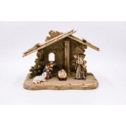 Solid Maple Nativity Scene with 4 Figurines Hand painted