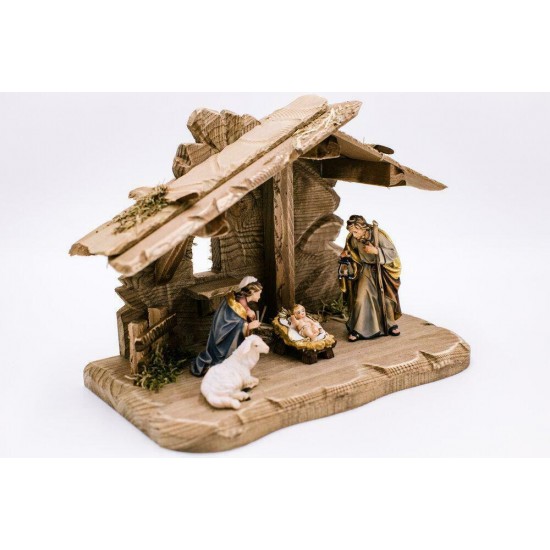 Solid Maple Nativity Scene with 4 Figurines Hand painted