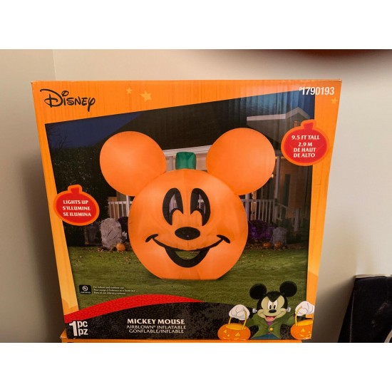 Gemmy Disney 9.5 FT Halloween Mickey Mouse Jack O Lantern Pumpkin Inflatable