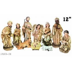 Nativity Set - 11 Pcs - Baby Jesus, Mary, Joseph, Shepherd, 3 Kings, Cow, Donkey