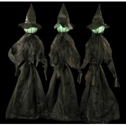 Set of 3 Halloween Haunted House Indoor Outdoor Glowing Face Witches Props