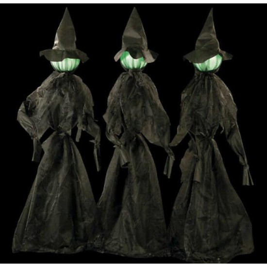 Set of 3 Halloween Haunted House Indoor Outdoor Glowing Face Witches Props