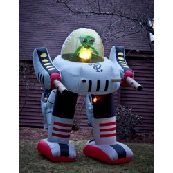 Giant 8' Inflatable Green Alien in Robot Walker Halloween Decoration