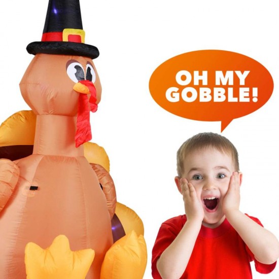 Holidayana Turkey With Pilgrim Hat Inflatable 6Ft Thanksgiving Turkey With Pilgr