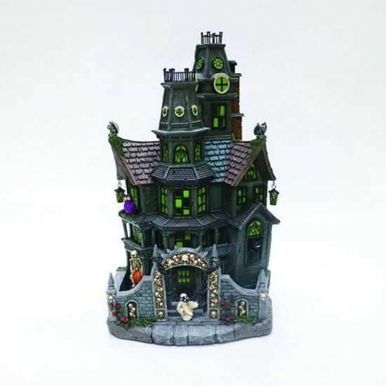 Haunted House Flickering Lighted Halloween Village Building 15