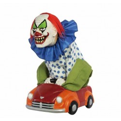 2' Spooky Driving Circus Clown Sound Activated Animatronic Halloween Decoration