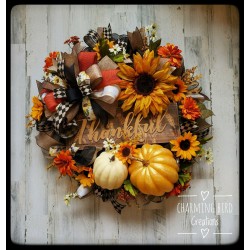 Sunflower Wreath, Fall Wreath, Pumpkin Wreath, Fall Decor, Thanksgiving Wreath