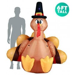 Turkey with Pilgrim Hat Inflatable 6ft Thanksgiving Turkey with Pilgrim Hat Inf