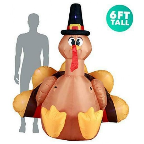 Turkey with Pilgrim Hat Inflatable 6ft Thanksgiving Turkey with Pilgrim Hat Inf