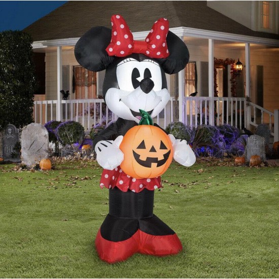 Halloween Disney 5ft Mickey & Minnie Mouse w Pumpkin Airblown Inflatable Gemmy