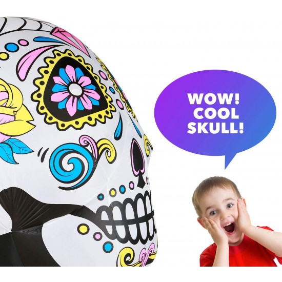 6Ft Halloween Inflatable Sugar Skull Yard Decoration Super Bright Internal Light