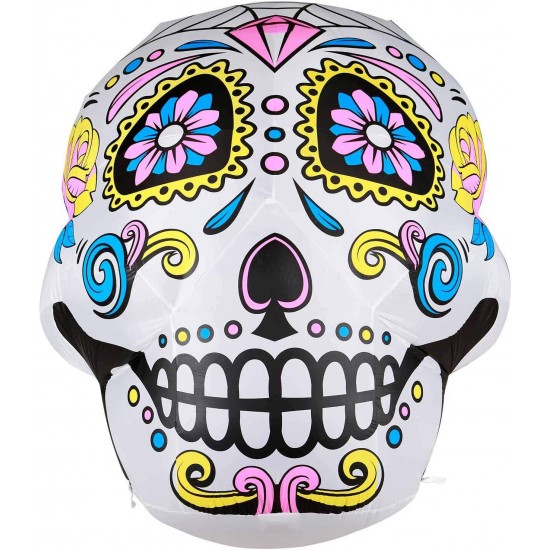 6Ft Halloween Inflatable Sugar Skull Yard Decoration Super Bright Internal Light