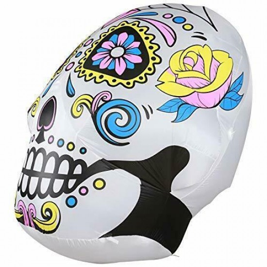 6Ft Halloween Inflatable Sugar Skull Yard Decoration Super Bright Internal Light