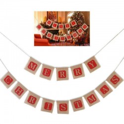 Merry Christmas Jute Burlap Banners,Christmas Banner,Christmas Decoration P7G4