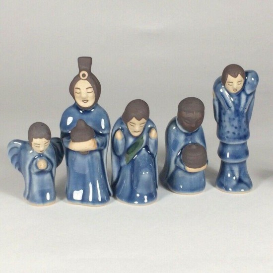 Vintage Duangkamol Nativity Celadon Blue 12 Pieces