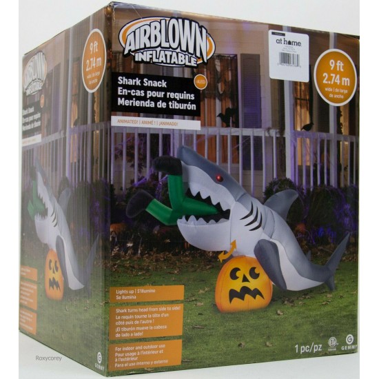 Halloween Gemmy 9 ft Animated Shark Snack Airblown Inflatable NIB