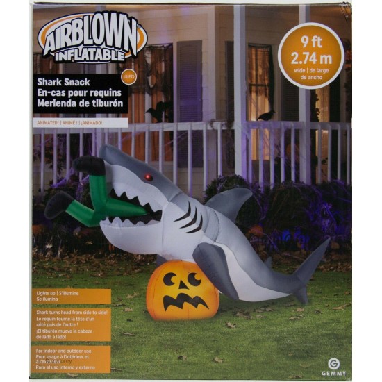 Halloween Gemmy 9 ft Animated Shark Snack Airblown Inflatable NIB