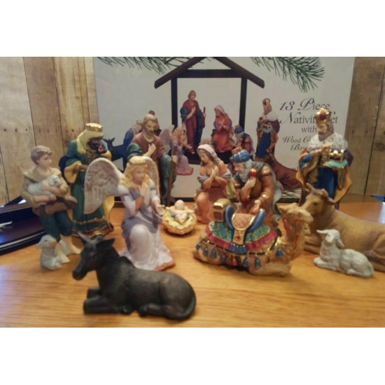 RARE Kirkland Signature 13 PC Porcelain Nativity Set 75177