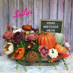 XL Personalized Fall Pumpkin Floral Arrangement- Custom Fall Centerpiece