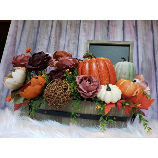 XL Personalized Fall Pumpkin Floral Arrangement- Custom Fall Centerpiece