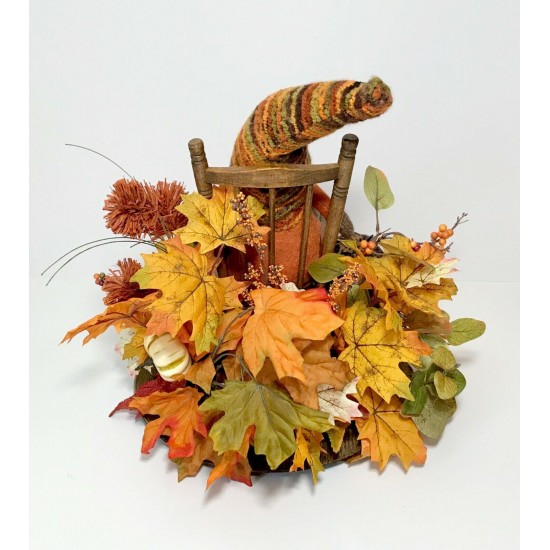 GNOME FUN CENTERPIECE FALL HARVEST THANKSGIVING LARGE ARRANGEMENT HANDMADE NEW