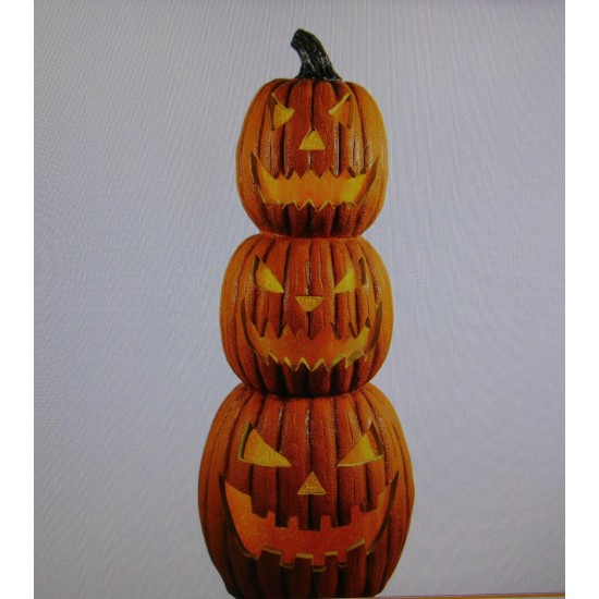 2.5 ft Halloween Animated Light Up Eerie Laughing Pumpkin Stack Trio BN VIDEO