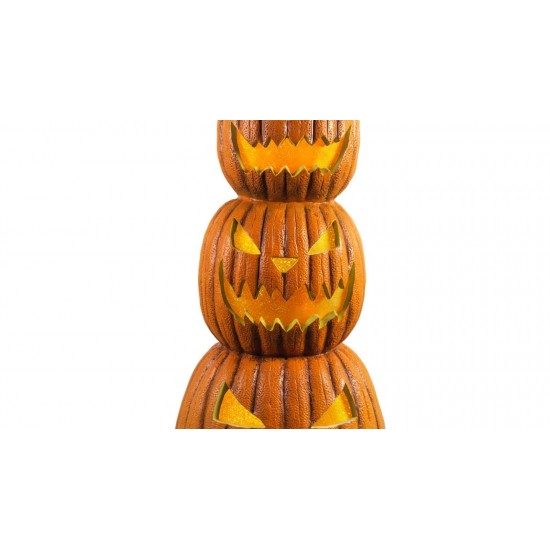 2.5 ft Halloween Animated Light Up Eerie Laughing Pumpkin Stack Trio BN VIDEO