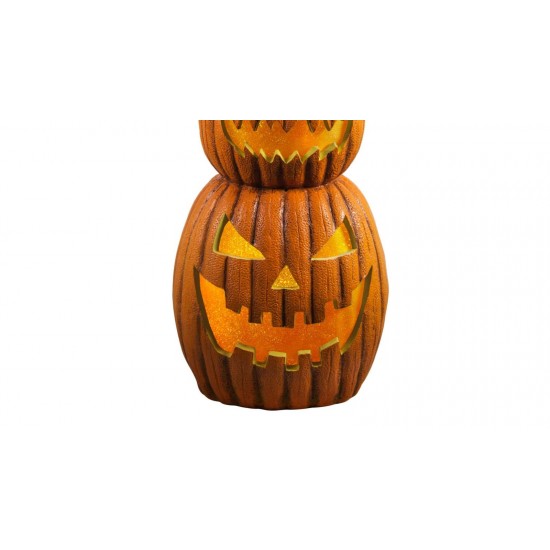 2.5 ft Halloween Animated Light Up Eerie Laughing Pumpkin Stack Trio BN VIDEO