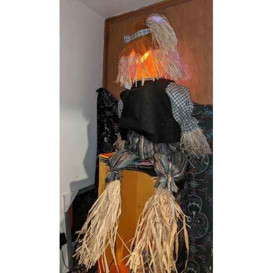 48” Fiber Optic Scarecrow Pumpkin JOL Autumn Fall Halloween Trendmasters 2002