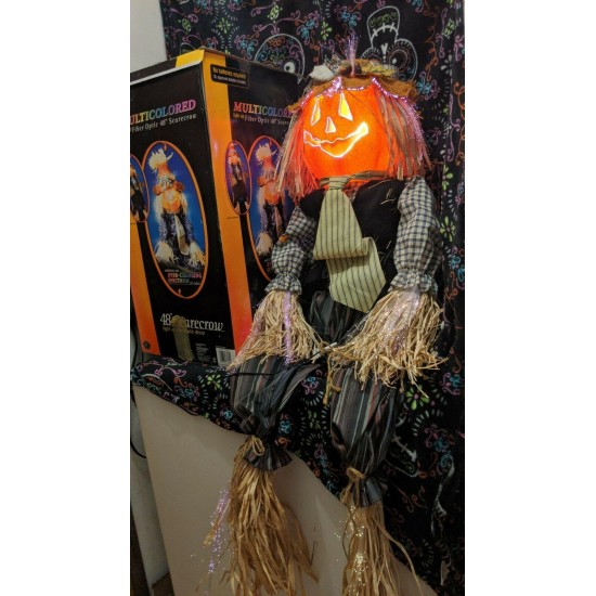 48” Fiber Optic Scarecrow Pumpkin JOL Autumn Fall Halloween Trendmasters 2002