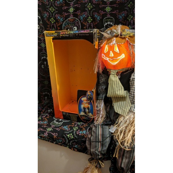 48” Fiber Optic Scarecrow Pumpkin JOL Autumn Fall Halloween Trendmasters 2002