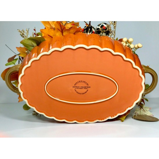 PUMPKIN LARGE CERAMIC CENTERPIECE FALL HARVEST THANKSGIVING TABLE DECORATION