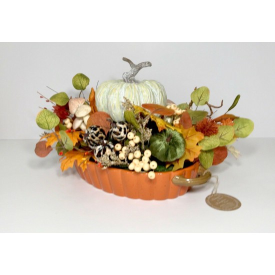 PUMPKIN LARGE CERAMIC CENTERPIECE FALL HARVEST THANKSGIVING TABLE DECORATION