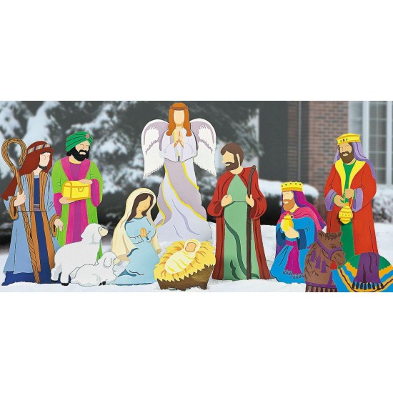 Large Deluxe Super Expanded Nativity Scene Metal Outdoor Christmas Decor 10-PC