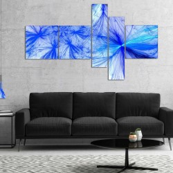 Designart 'Christmas Fireworks Blue' Abstract Print On  60 in. wide x 32 in. hig