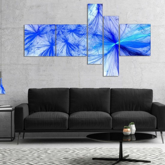 Designart 'Christmas Fireworks Blue' Abstract Print On  60 in. wide x 32 in. hig