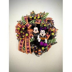 Mickey And Minnie Halloween Wreath, Mickey Wreath, Halloween Disney