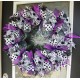 XL GORGEOUS Halloween Purple Silver Black and White Front Door Wreath Decoration