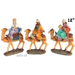 Three Wise Men Camel Christmas Nativity Statue Set, 12 Inch, 3 Piece Set