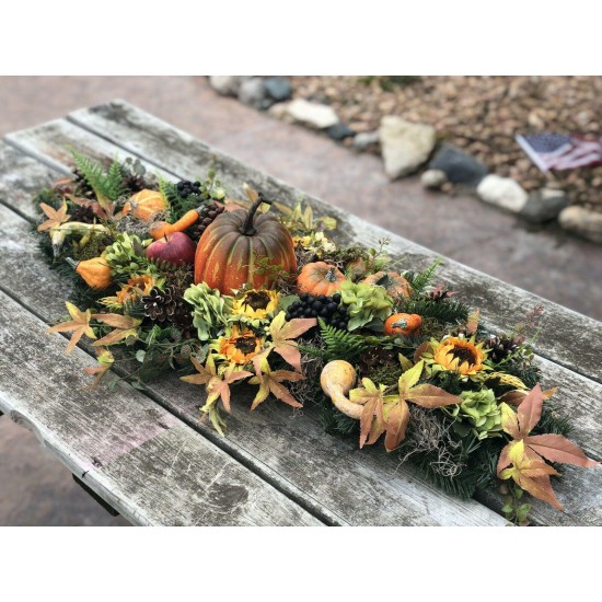 Fall Arrangement, Fall Centerpiece, Artificial Fall Arrangement, Fall Cornucopia