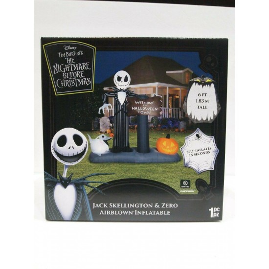 Nightmare Before Christmas Halloween Town Jack Skellington & Zero inflatable