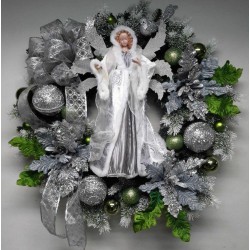 Christmas Holiday Wreath Winter Wreath Wall Door Decoration Silver  Angel Wreath